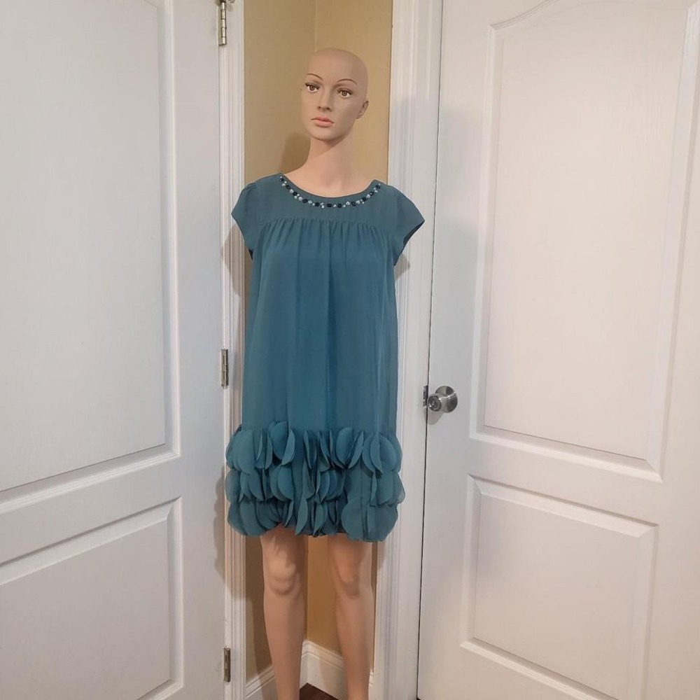 Cherokee teal ruffle dress